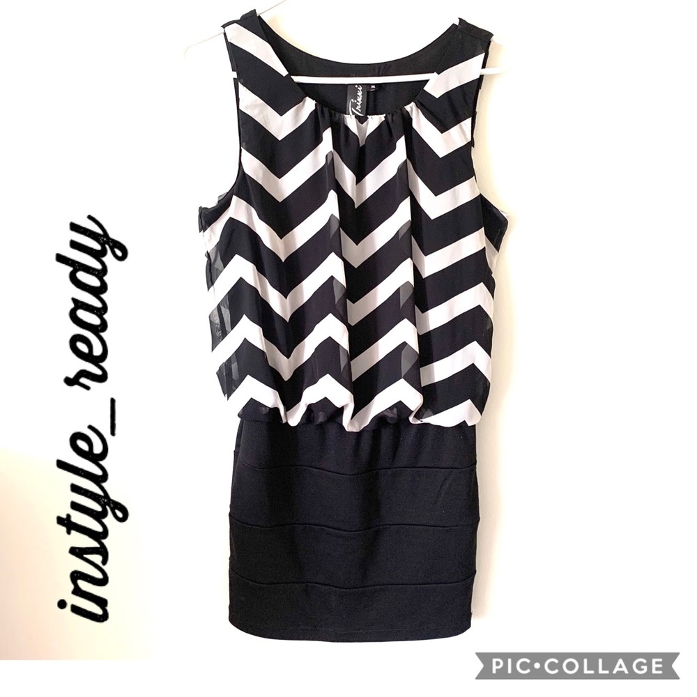 COPY - Trixxi Zig-zag black & white Dress